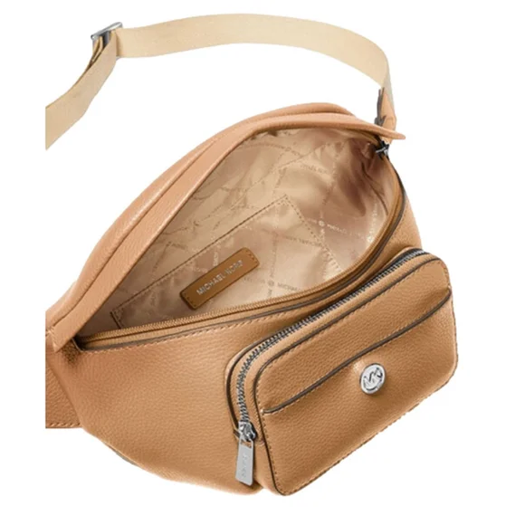 MICHAEL KORS Maisie 2-in-1 Sling Pack Waist Pack Pebbled Leather Camel, NWT - Picture 3 of 12